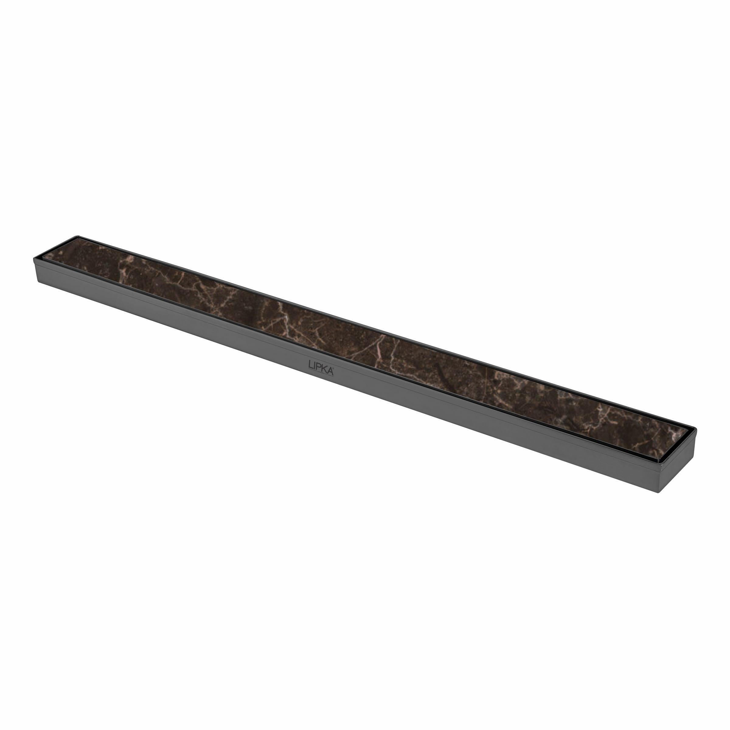 Marble Insert Shower Drain Channel - Black (36 x 2 Inches)