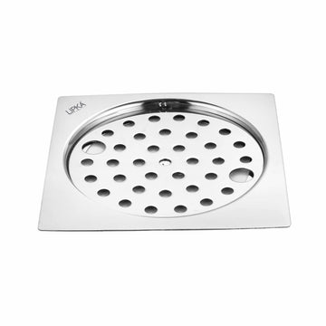 Eon Square Flat Cut Floor Drain with Plain Jali and Lock (5 x 5 Inches) - LIPKA - Lipka Home