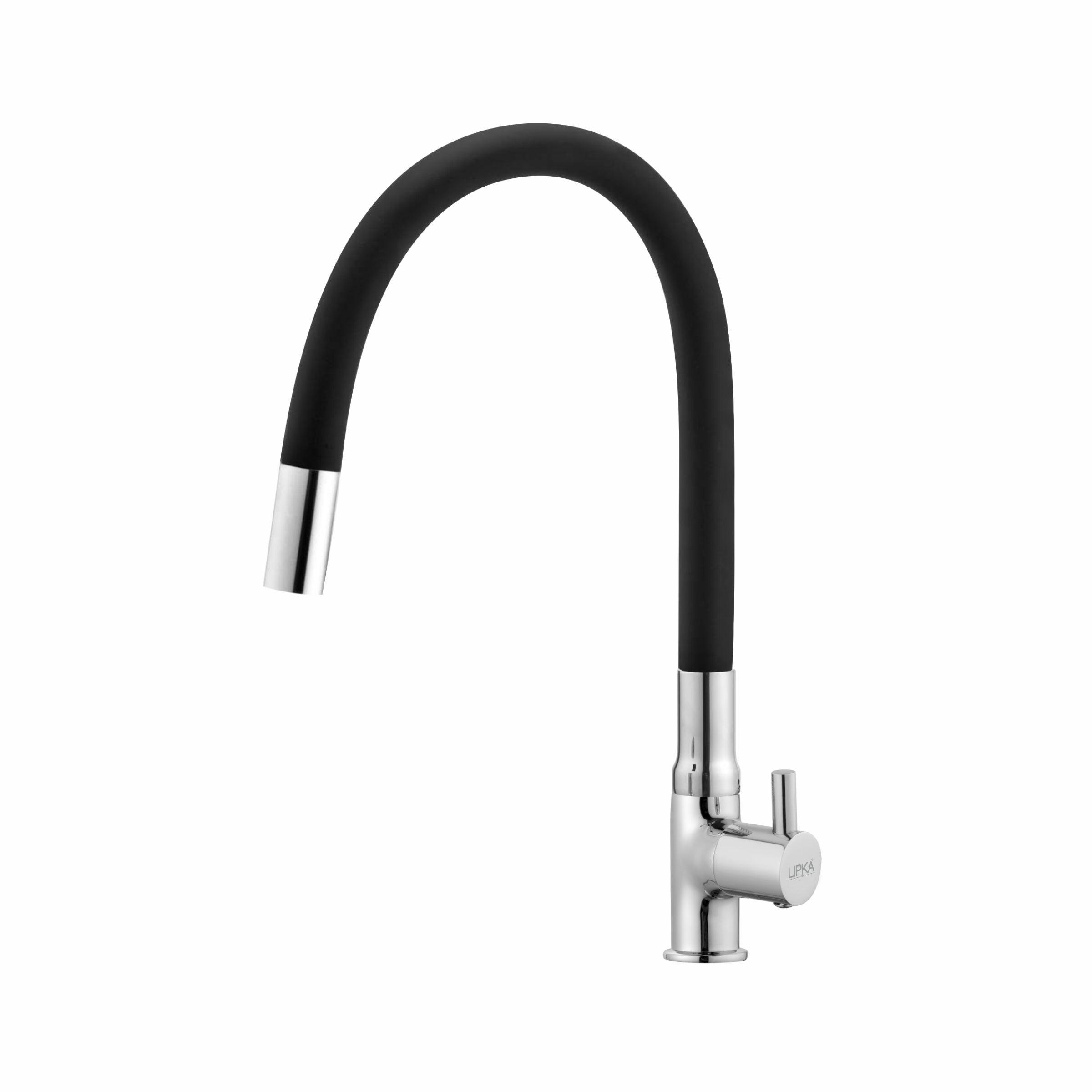 Kyron Swan Neck Brass Faucet with Flexible Silicone Spout (Black) - LIPKA - Lipka Home