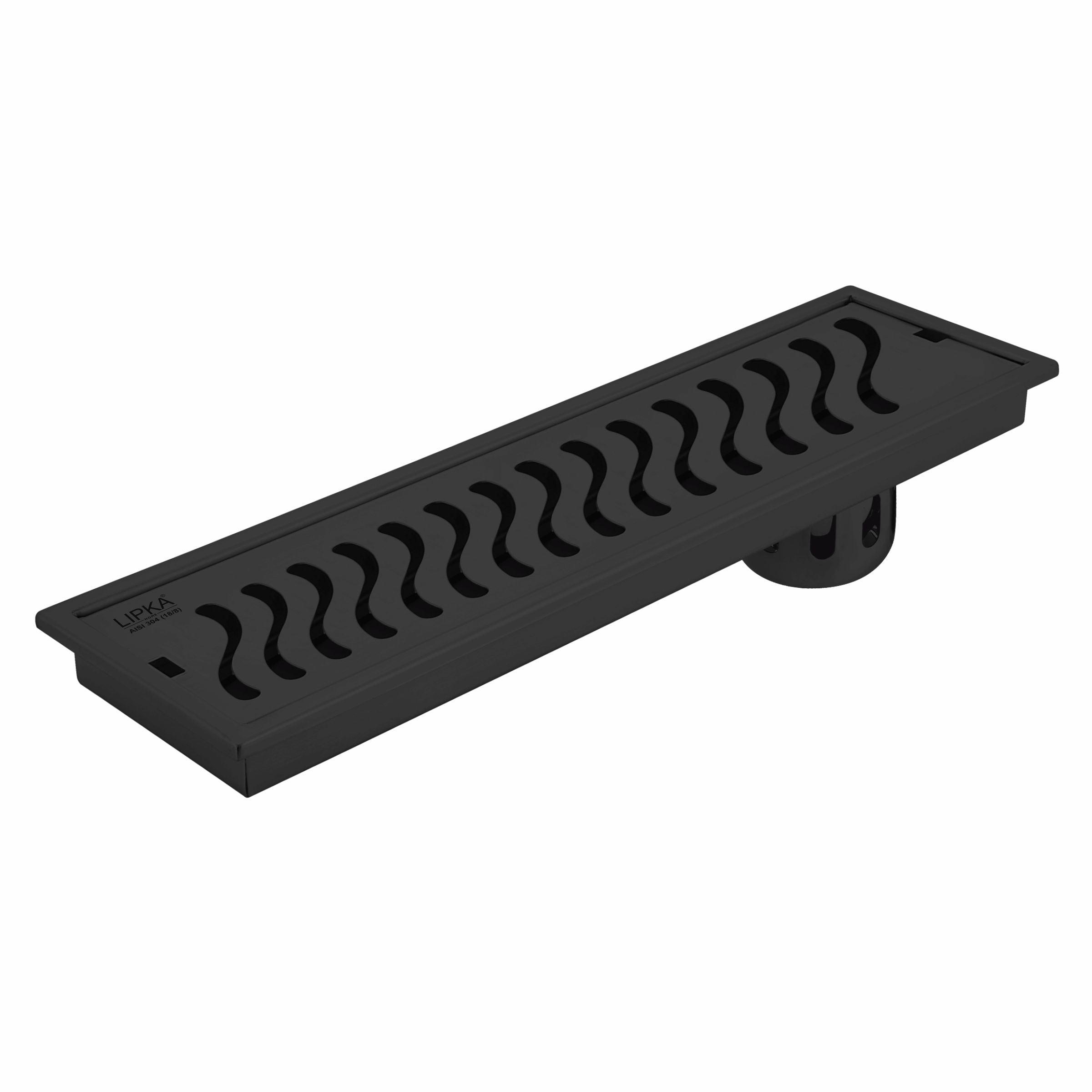 Wave Shower Drain Channel - Black (40 x 4 Inches)