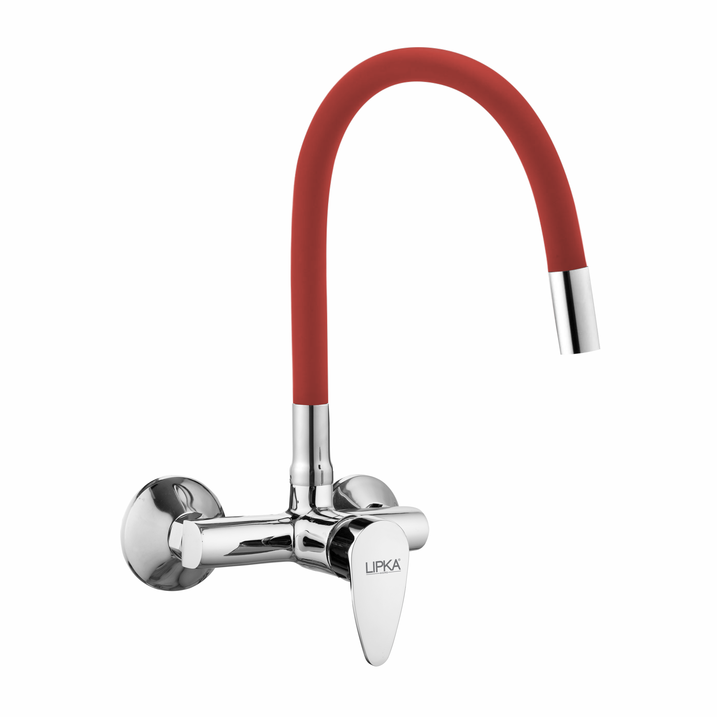 Virgo Single Lever Sink Mixer with Red Flexible Silicone Spout (20 Inches) - LIPKA