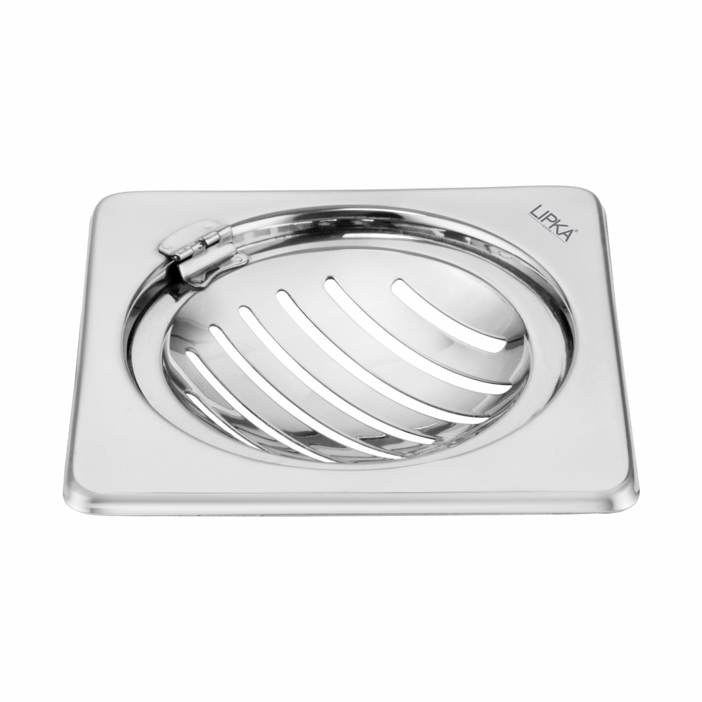 Eon Square Floor Drain with Classic Jali and Hinge (6 x 6 Inches) - LIPKA - Lipka Home