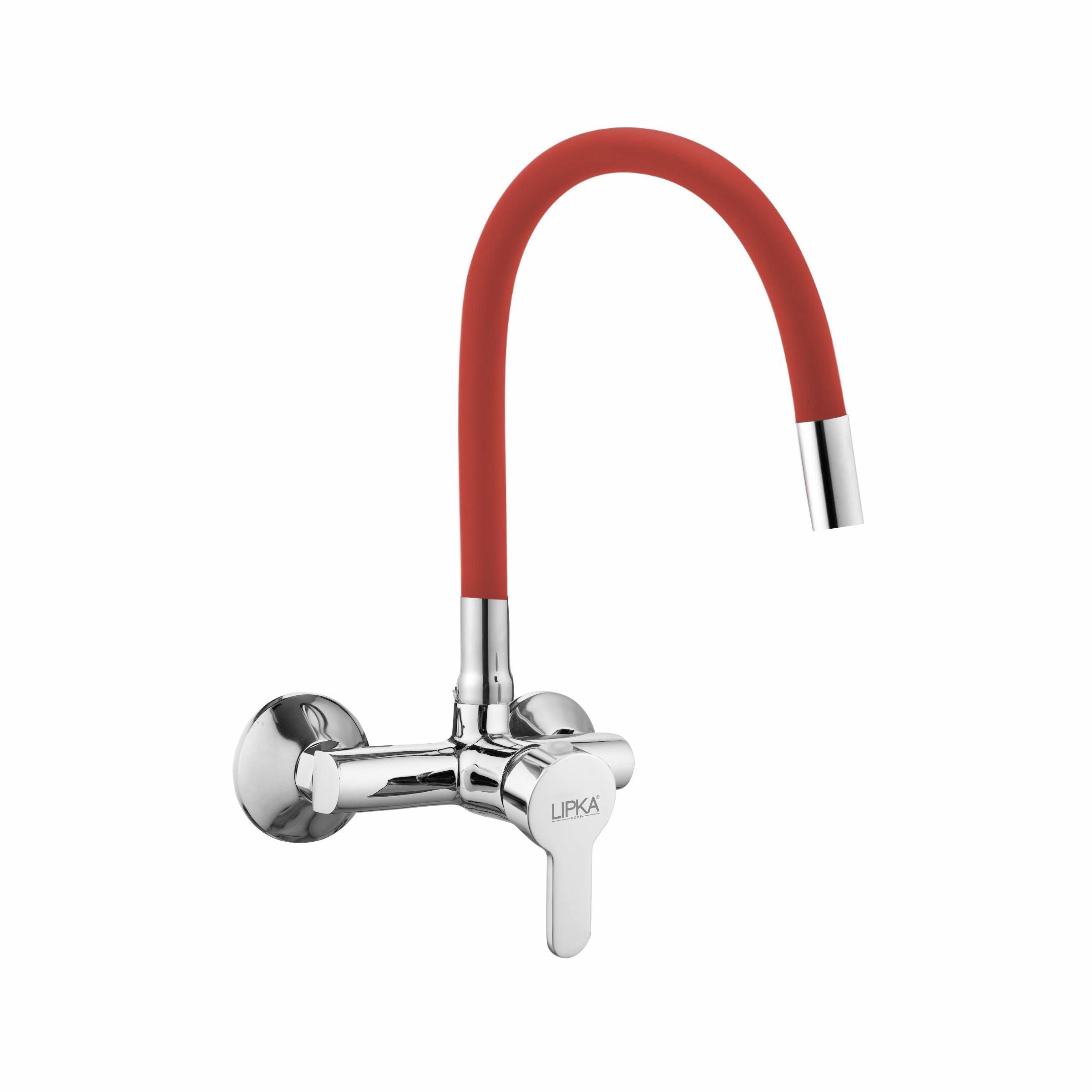 Fusion Single Lever Sink Mixer with Red Flexible Silicone Spout (20 Inches) - LIPKA - Lipka Home