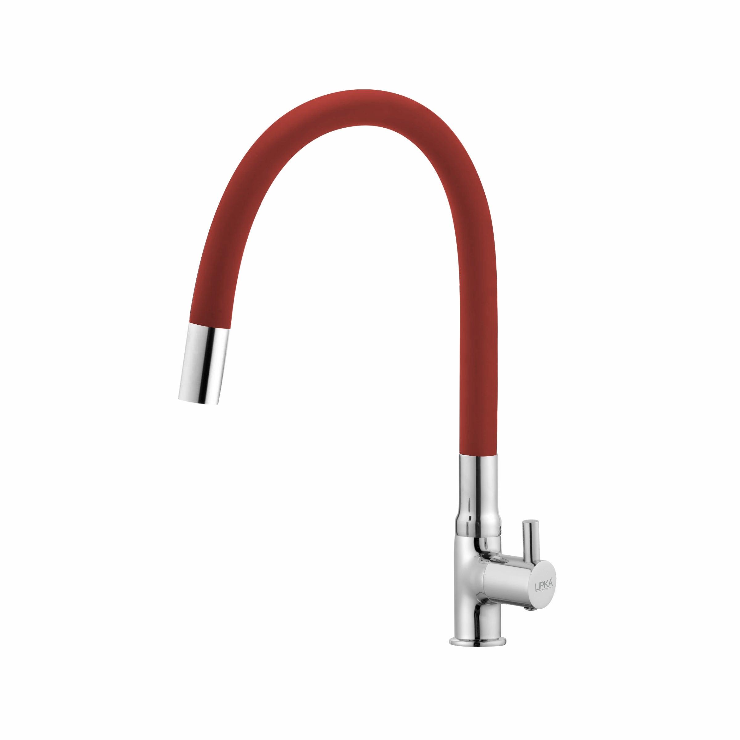 Kyron Swan Neck Brass Faucet with Flexible Silicone Spout (Red) - LIPKA - Lipka Home