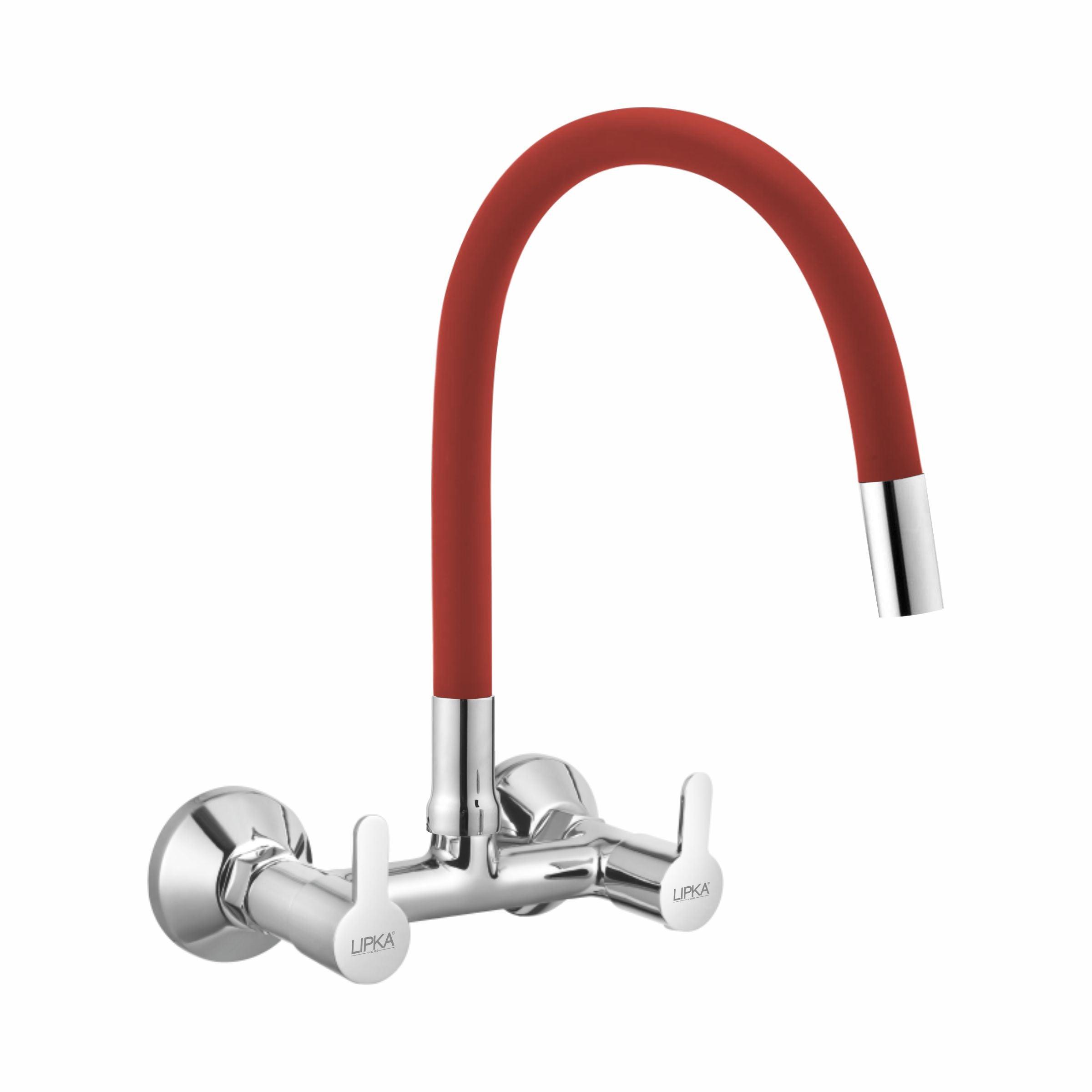 Fusion Sink Mixer Brass Faucet with Flexible Silicone Spout (Red) - LIPKA - Lipka Home