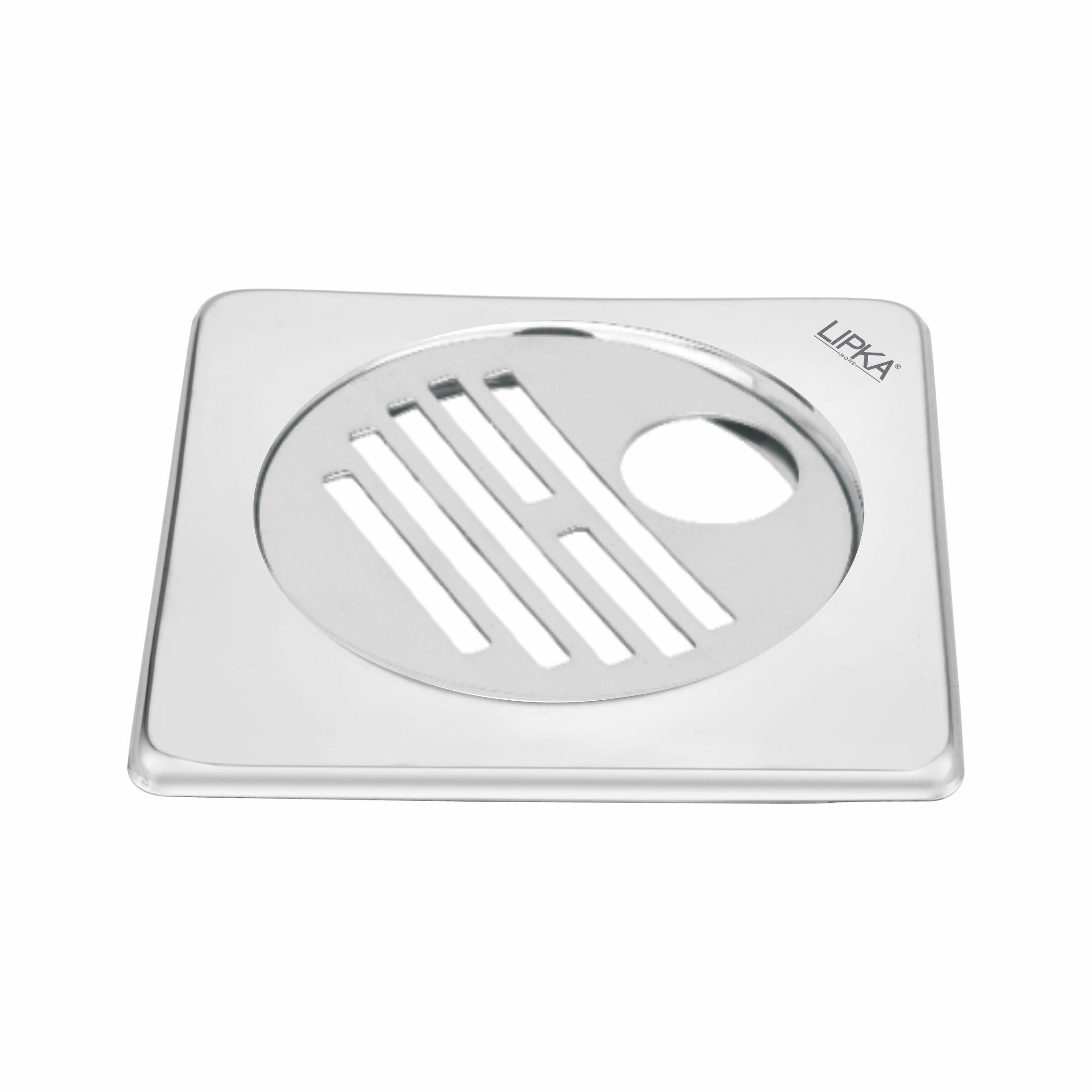 Eon Square Floor Drain with Golden Classic Jali and Hole (5 x 5 Inches) - LIPKA