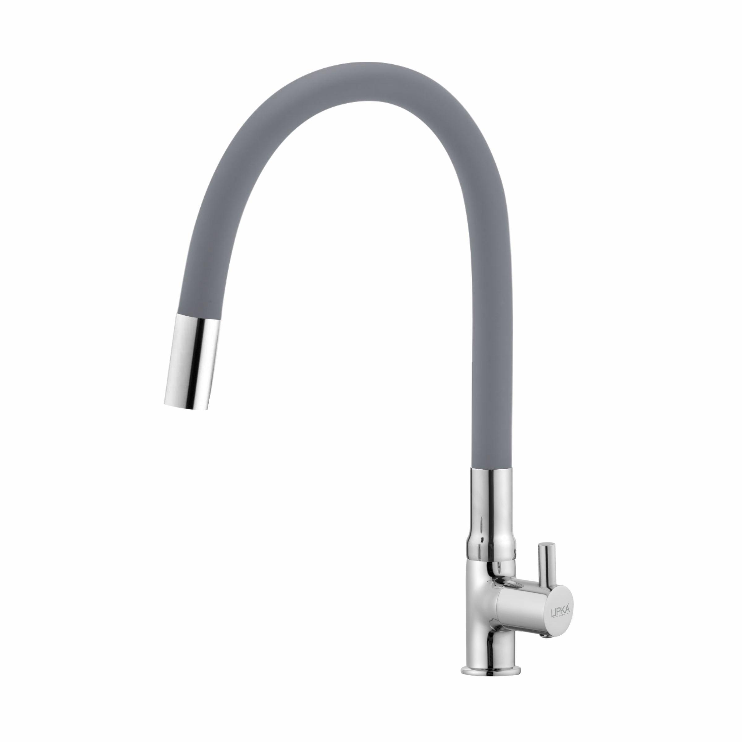 Kyron Swan Neck Brass Faucet with Flexible Silicone Spout (Grey) - LIPKA - Lipka Home