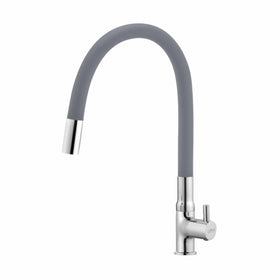 Kyron Swan Neck Brass Faucet with Flexible Silicone Spout (Grey) - LIPKA - Lipka Home