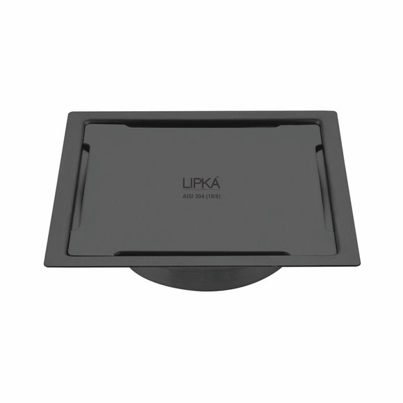 Yellow Exclusive Square Flat Cut Floor Drain in Black PVD Coating (6 x 6 Inches) with Cockroach Trap - LIPKA - Lipka Home