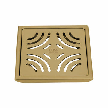 Purple Exclusive Square Floor Drain in Yellow Gold PVD Coating (5 x 5 Inches) - LIPKA - Lipka Home