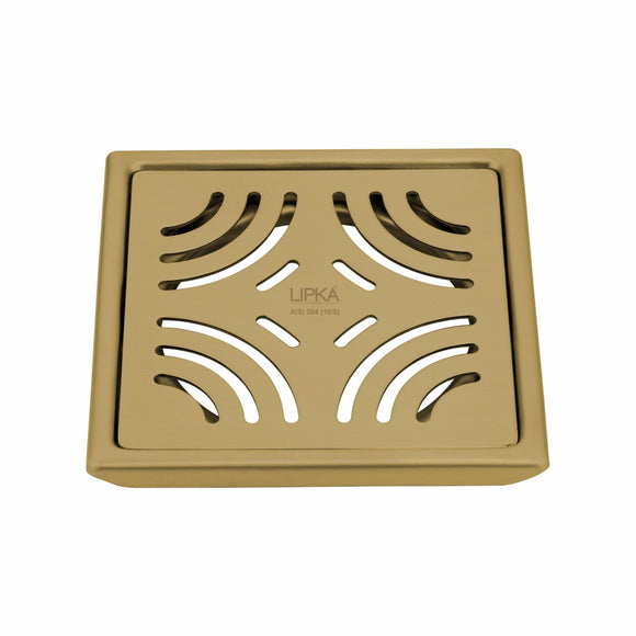 Purple Exclusive Square Floor Drain in Yellow Gold PVD Coating (5 x 5 Inches) - LIPKA - Lipka Home