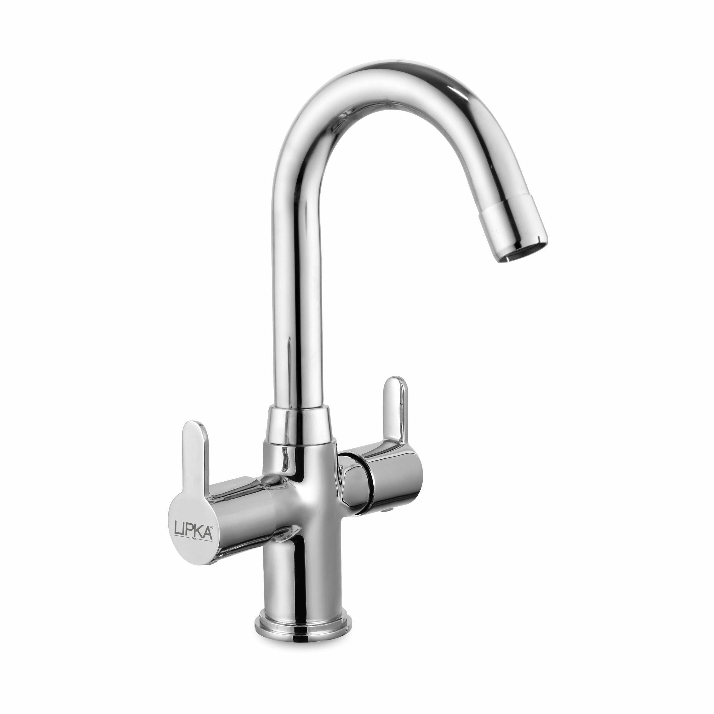 Fusion Centre Hole Basin Mixer Brass Faucet with Round Swivel Spout (12 Inches) - LIPKA - Lipka Home