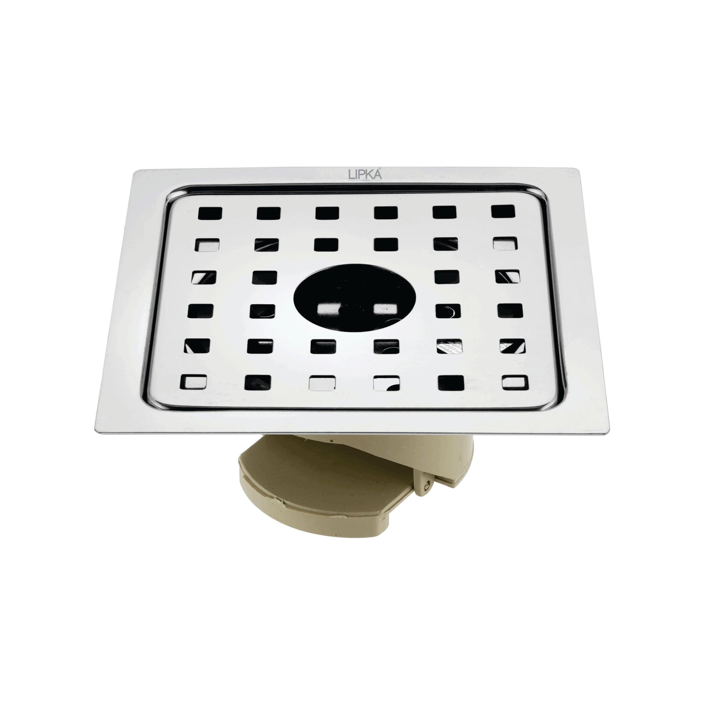 Square Jal Floor Drain (6 x 6 Inches) with Hole and Wide PVC Cockroach Trap - LIPKA - Lipka Home
