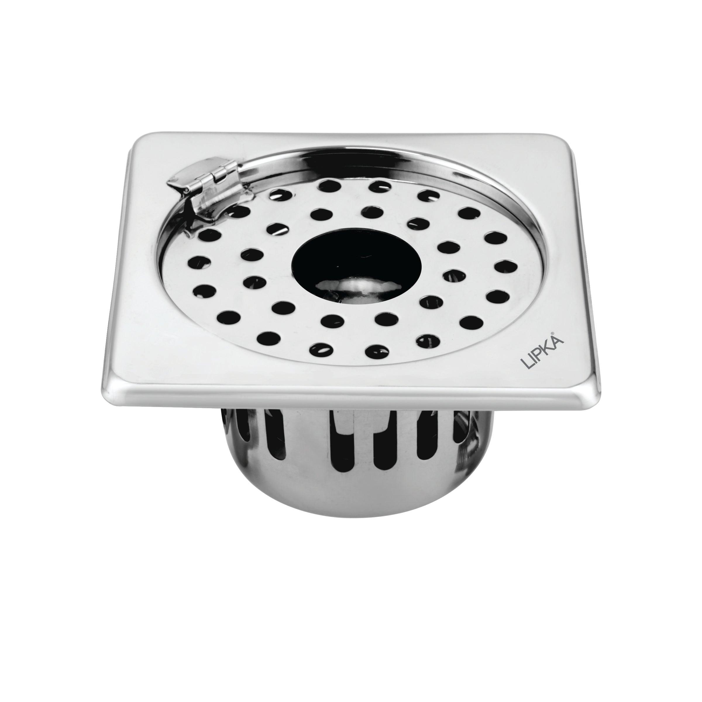 Square Floor Drain (5 x 5 Inches) with Hinge, Hole and Cockroach Trap - LIPKA - Lipka Home