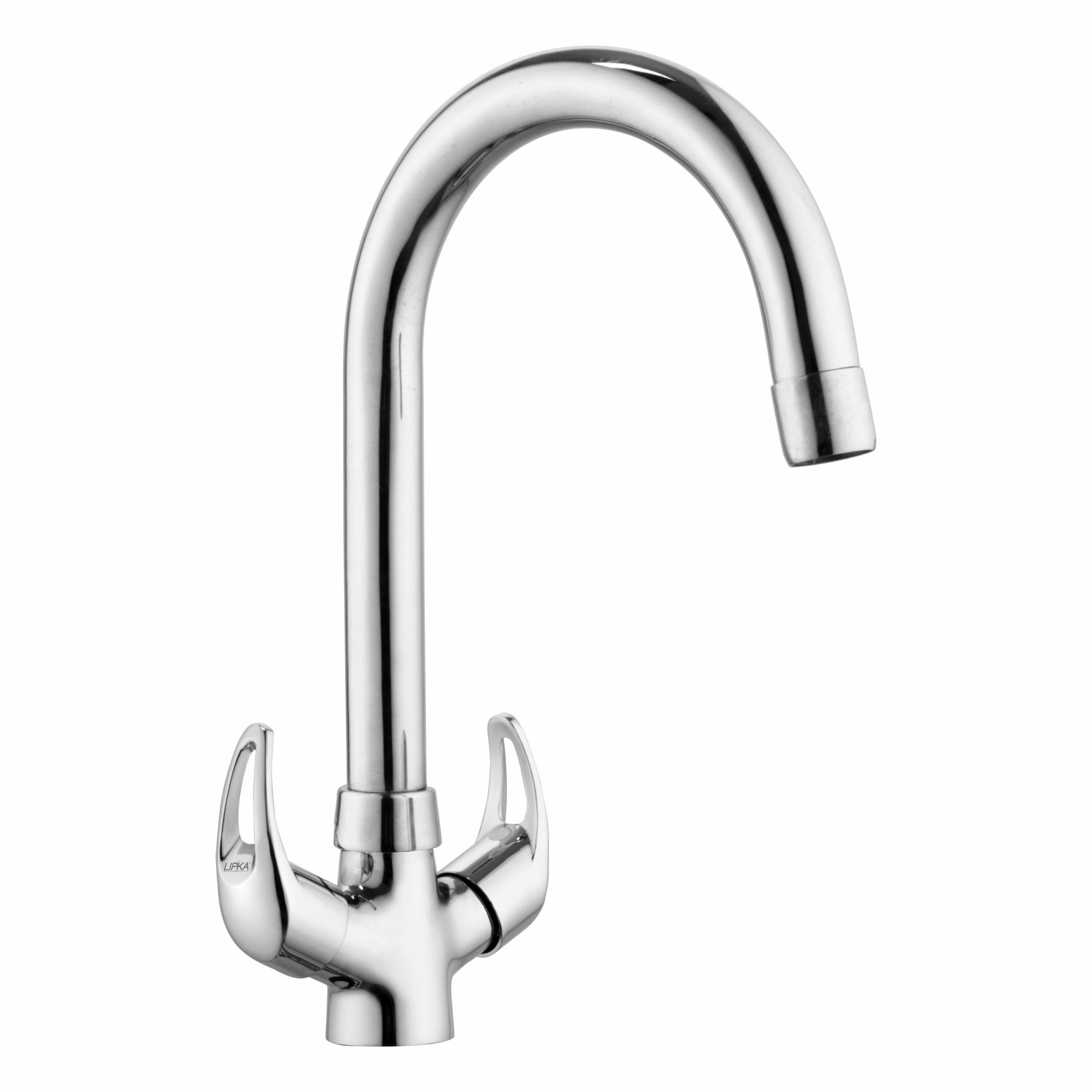 Pixel Centre Hole Basin Mixer Brass Faucet with Round Swivel Spout (15 Inches) - LIPKA - Lipka Home