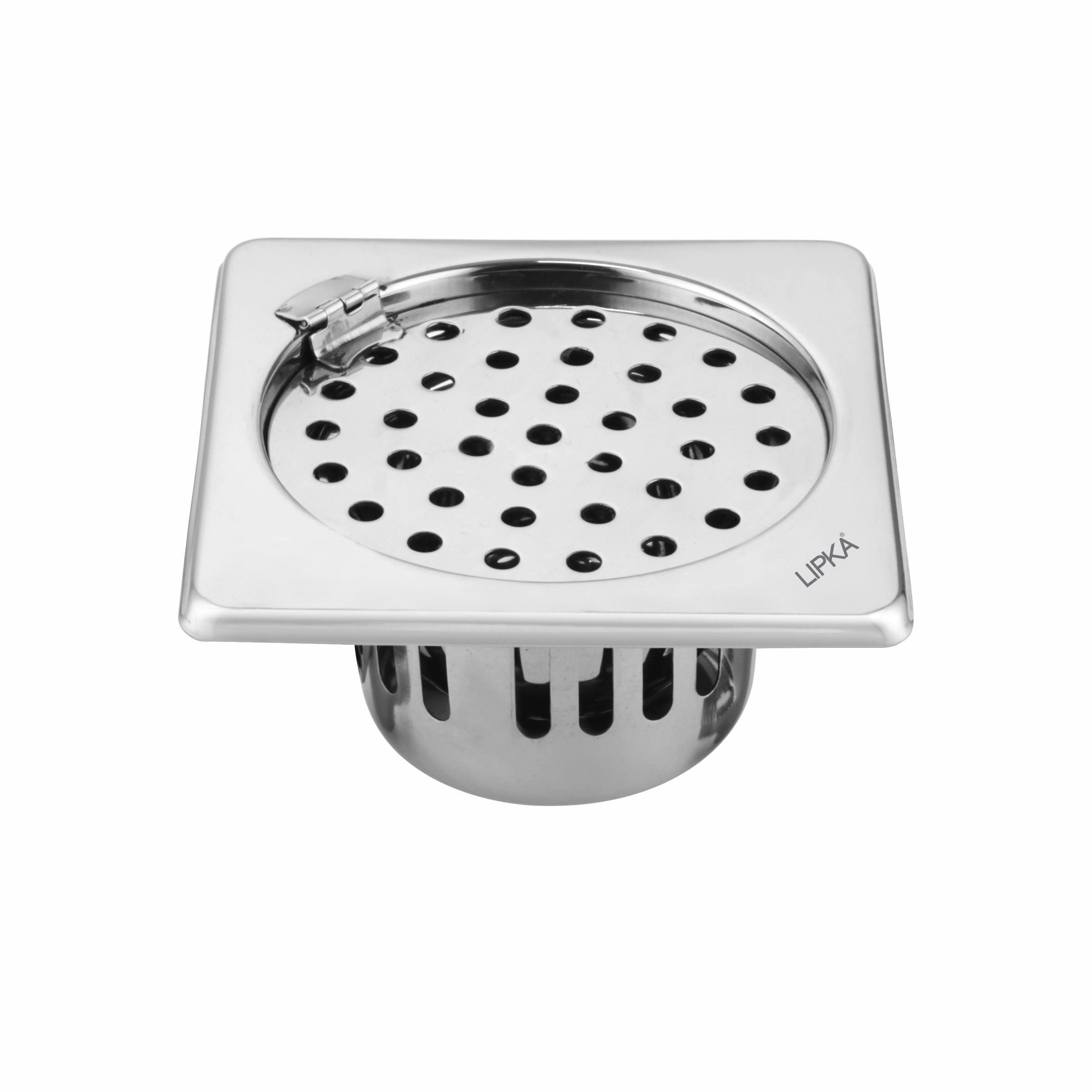 Square Floor Drain (5 x 5 Inches) with Hinge and Cockroach Trap - LIPKA - Lipka Home