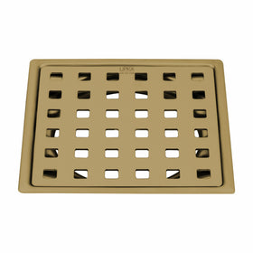 Red Exclusive Square Flat Cut Floor Drain in Yellow Gold PVD Coating (5 x 5 Inches) - LIPKA - Lipka Home