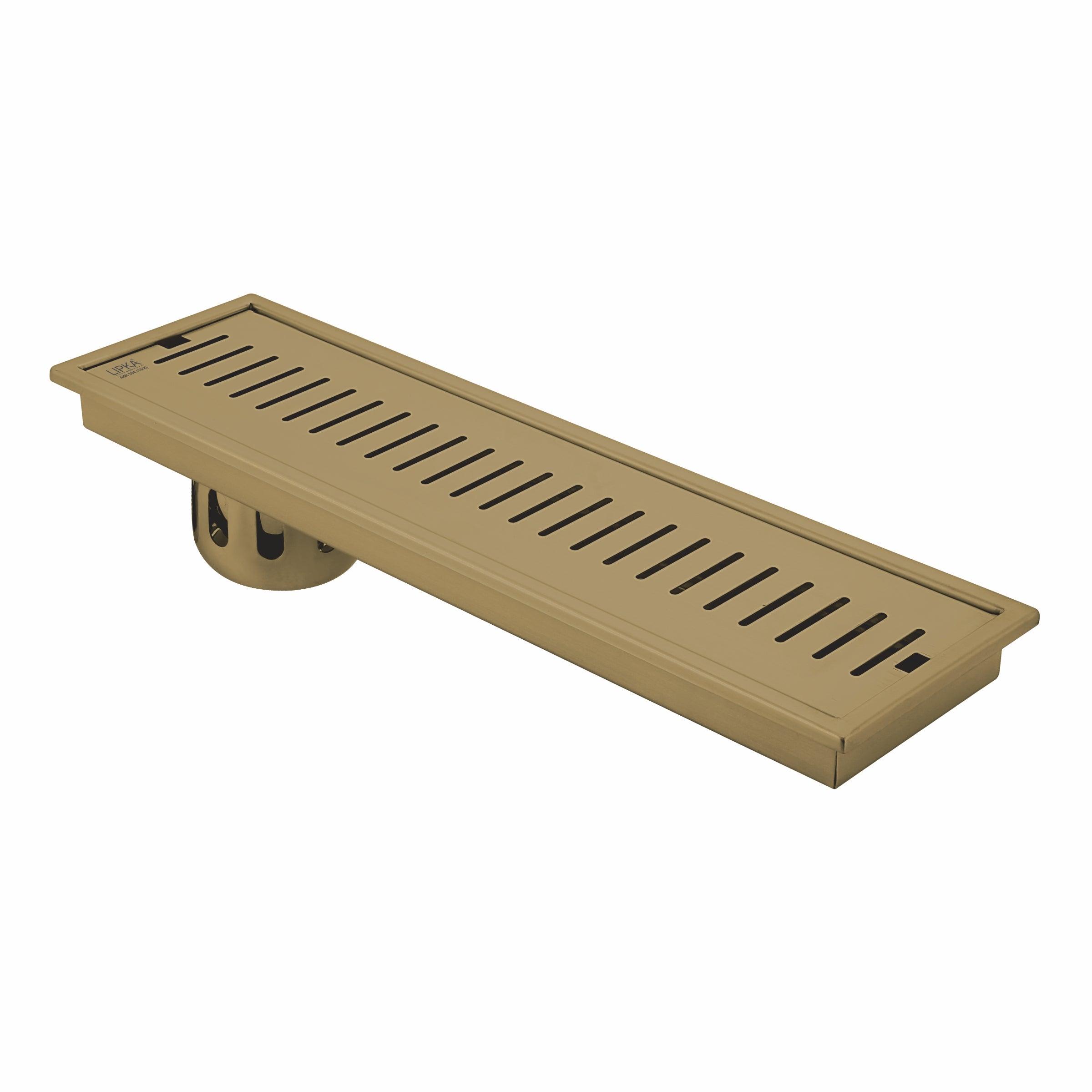 Vertical Shower Drain Channel - Yellow Gold (40 x 5 Inches) - LIPKA - Lipka Home