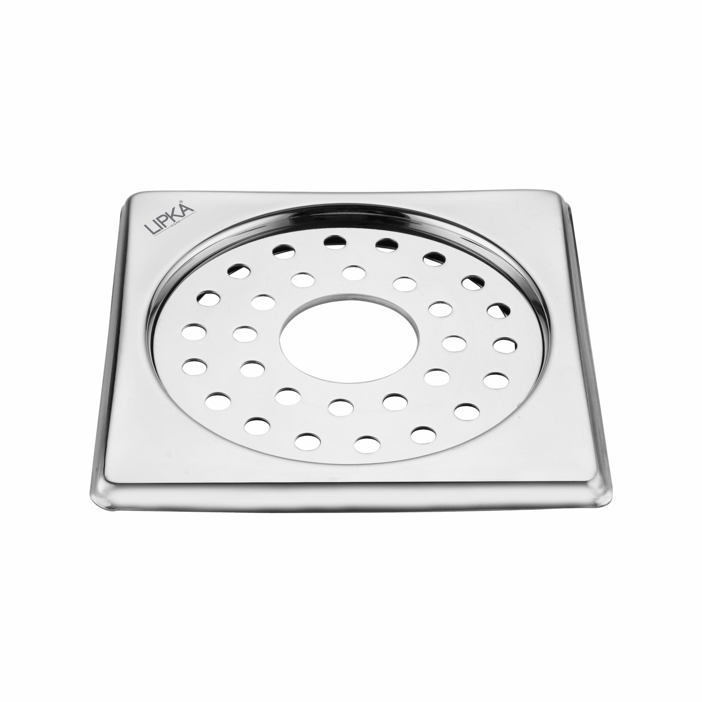 Eon Square Floor Drain with Plain Jali and Hole (5 x 5 Inches) - LIPKA - Lipka Home