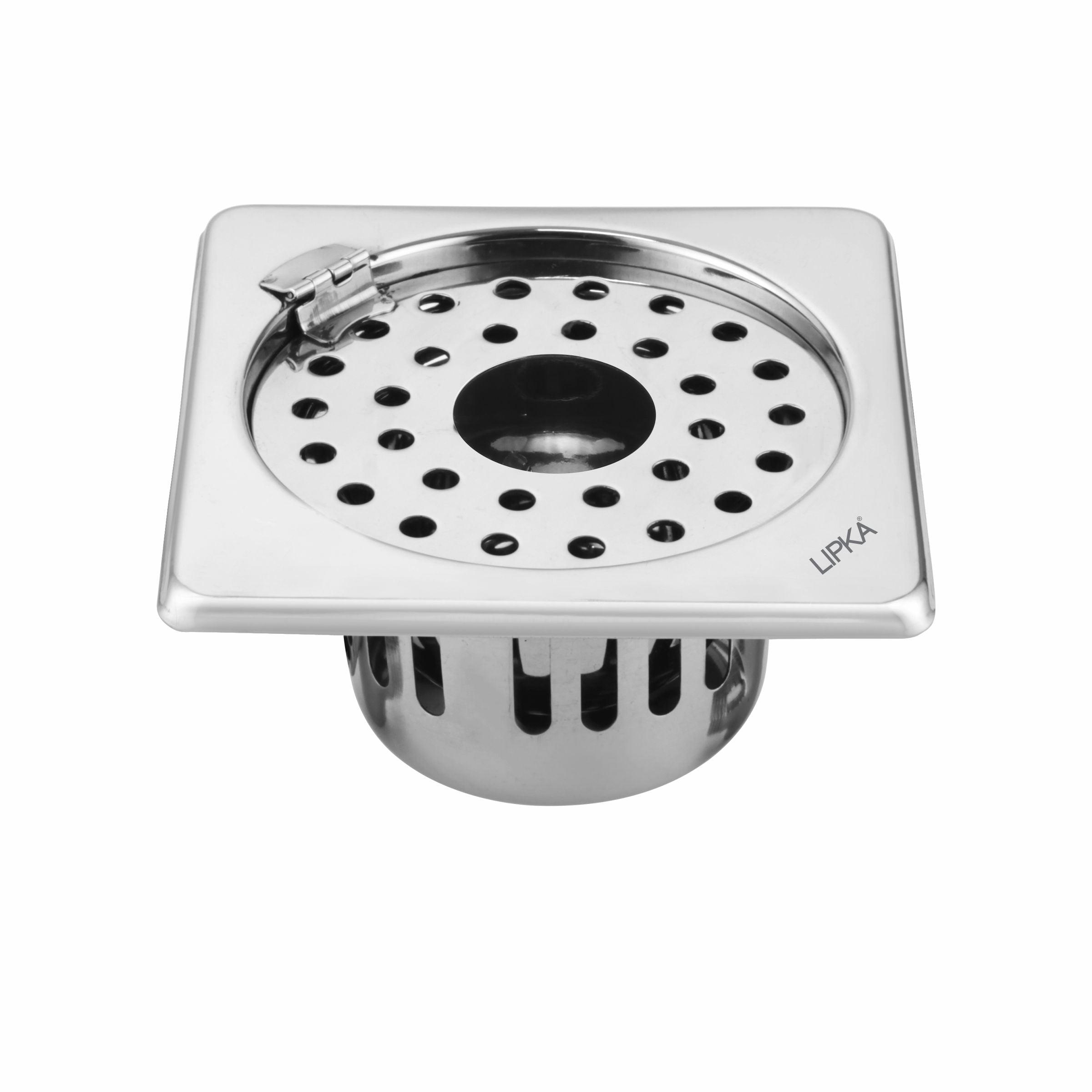 Square Floor Drain (6 x 6 Inches) with Hinge, Hole and Cockroach Trap - LIPKA - Lipka Home