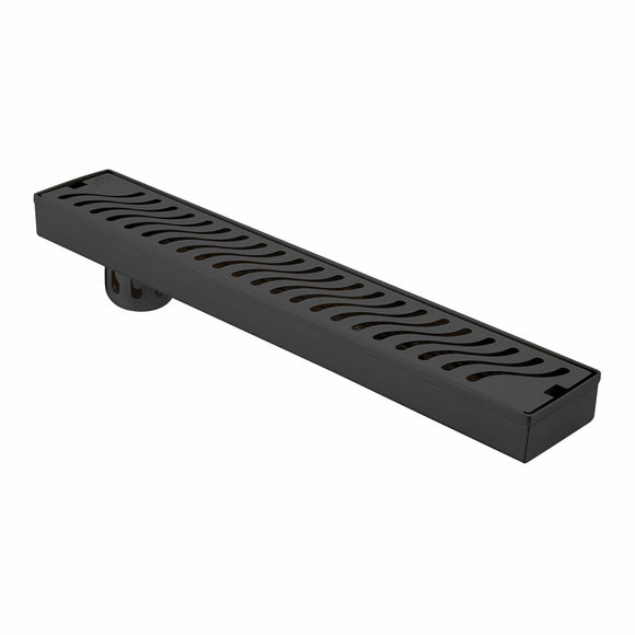 Wave Shower Drain Channel - Black (36 x 3 Inches) - LIPKA - Lipka Home
