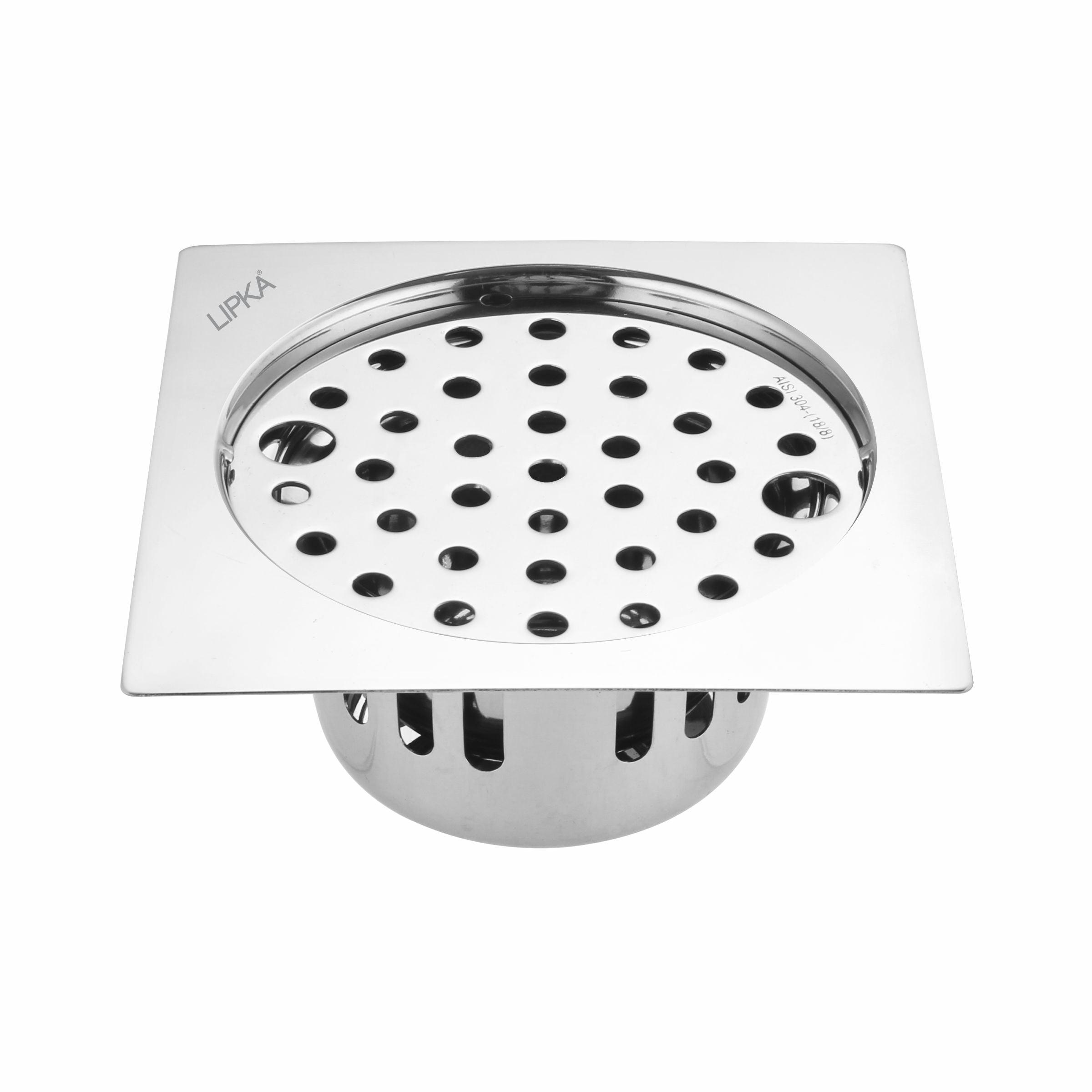 Square Flat Cut Floor Drain (5 x 5 Inches) with Lock and Cockroach Trap - LIPKA - Lipka Home