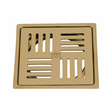 Pink Exclusive Square Flat Cut Floor Drain in Yellow Gold PVD Coating (6 x 6 Inches) - LIPKA