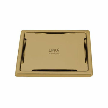 Yellow Exclusive Square Floor Drain in Yellow Gold PVD Coating (5 x 5 Inches) - LIPKA - Lipka Home