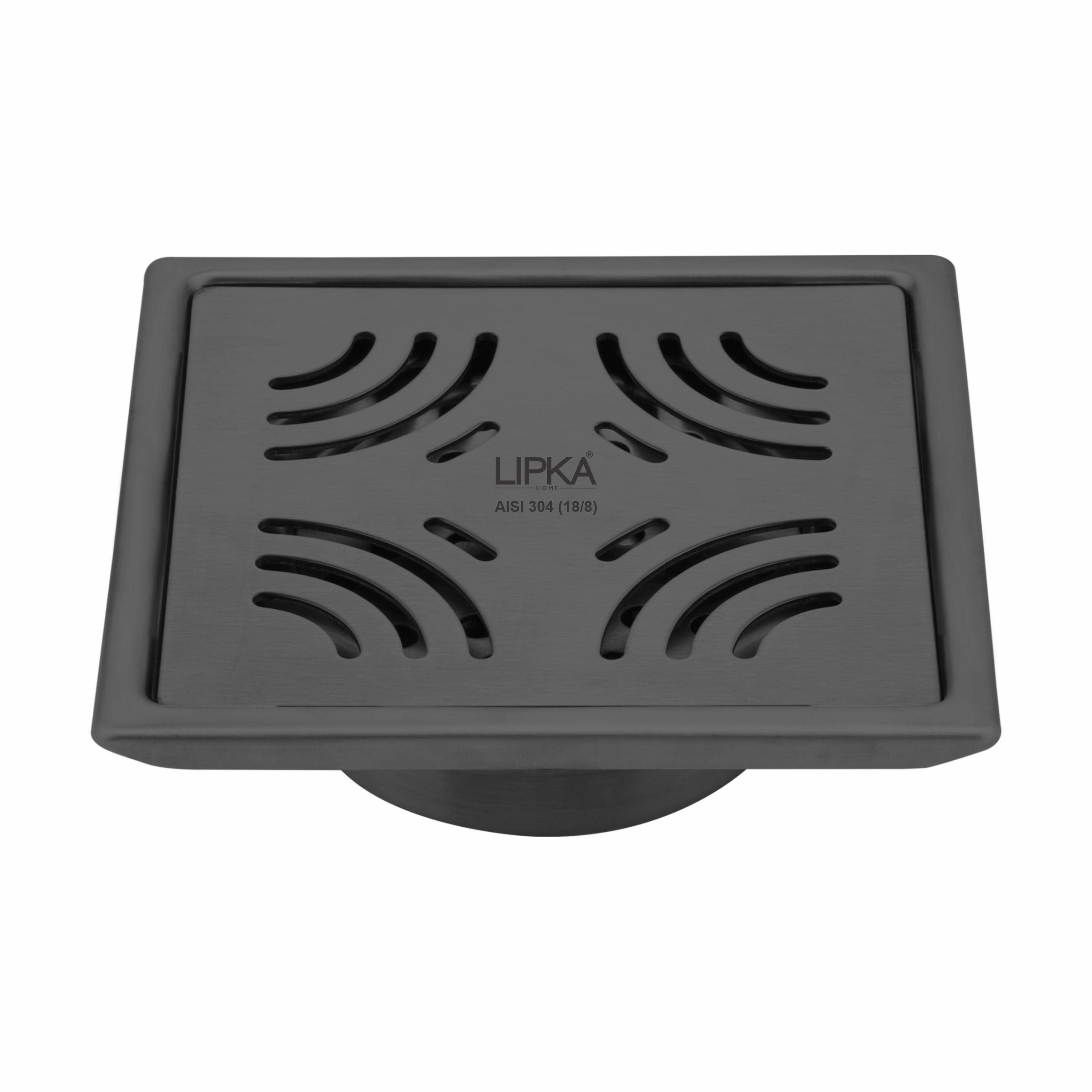 Purple Exclusive Square Floor Drain in Black PVD Coating (5 x 5 Inches) with Cockroach Trap