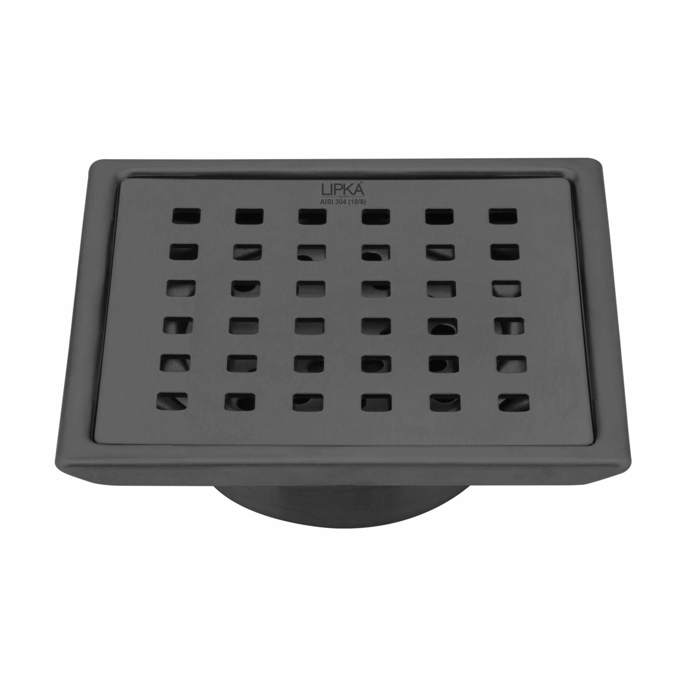 Red Exclusive Square Floor Drain in Black PVD Coating (5 x 5 Inches) with Cockroach Trap - LIPKA - Lipka Home