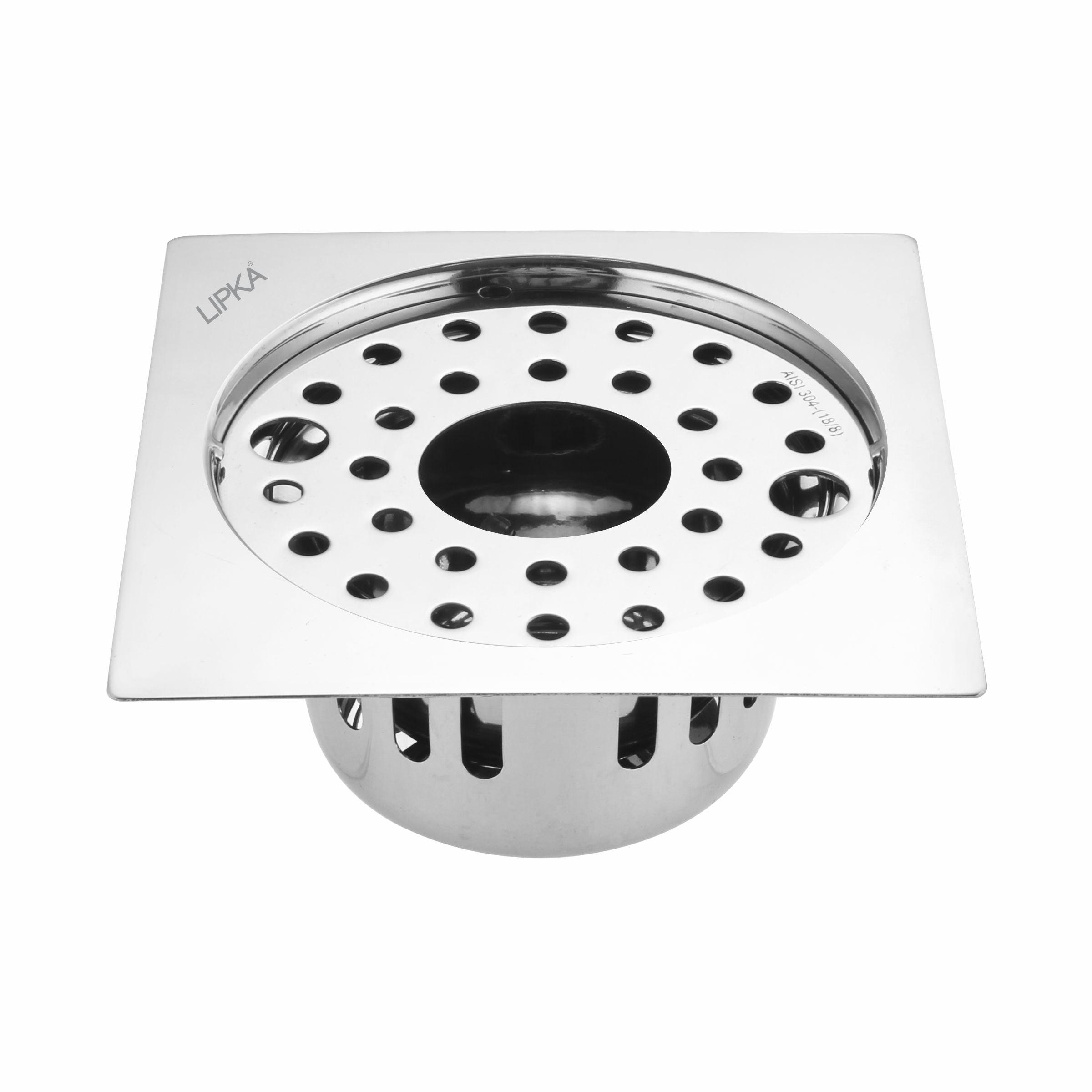 Square Flat Cut Floor Drain (5 x 5 Inches) with Lock, Hole and Cockroach Trap - LIPKA - Lipka Home