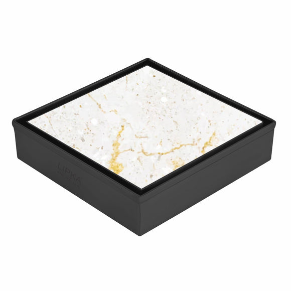 Marble Insert Square Floor Drain - Black (4 x 4 Inches) - LIPKA - Lipka Home