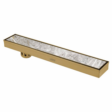 Marble Insert Shower Drain Channel - Yellow Gold (24 x 2 Inches) - LIPKA - Lipka Home