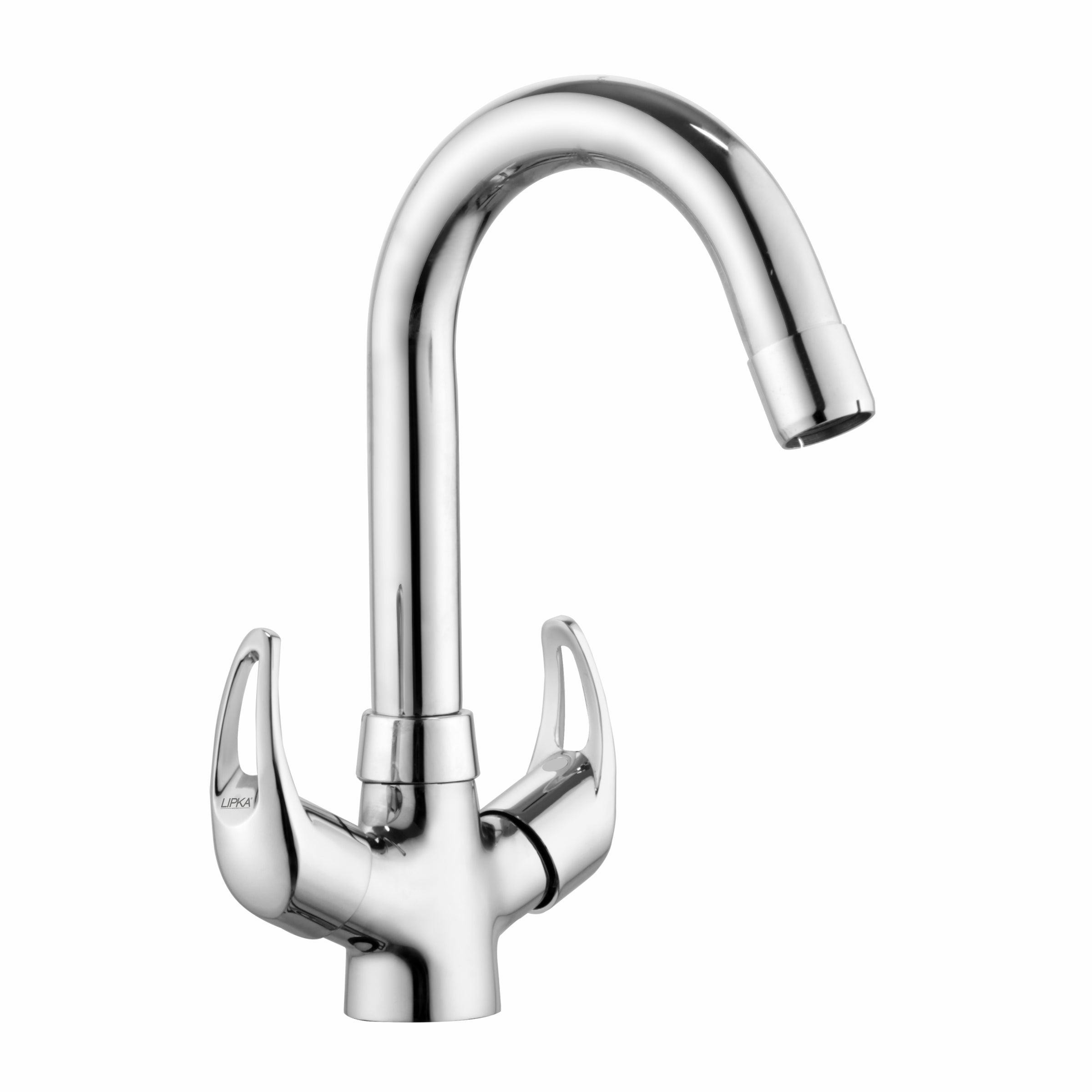 Pixel Centre Hole Basin Mixer Brass Faucet with Round Swivel Spout (12 Inches) - LIPKA - Lipka Home