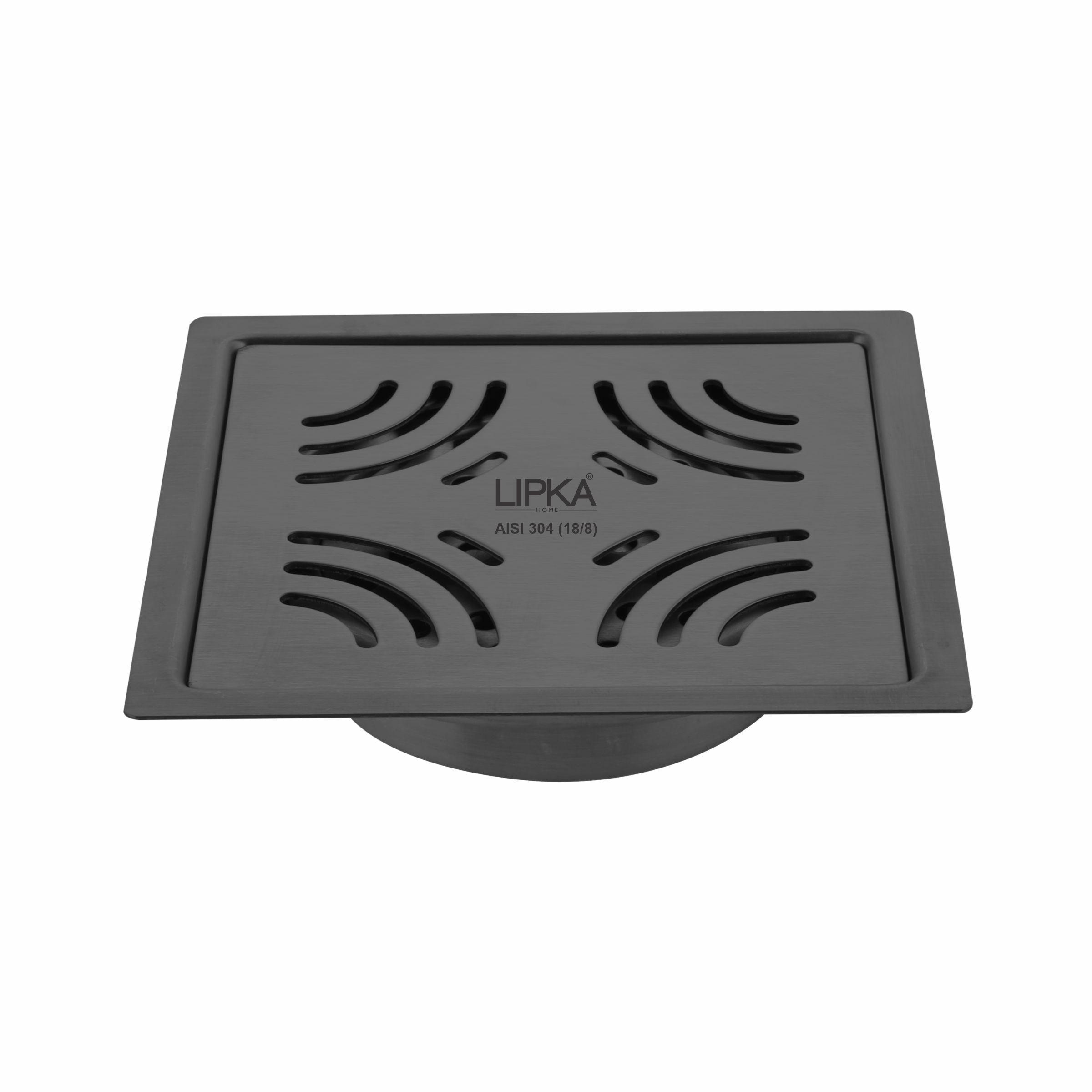 Purple Exclusive Square Flat Cut Floor Drain in Black PVD Coating (5 x 5 Inches) with Cockroach Trap 