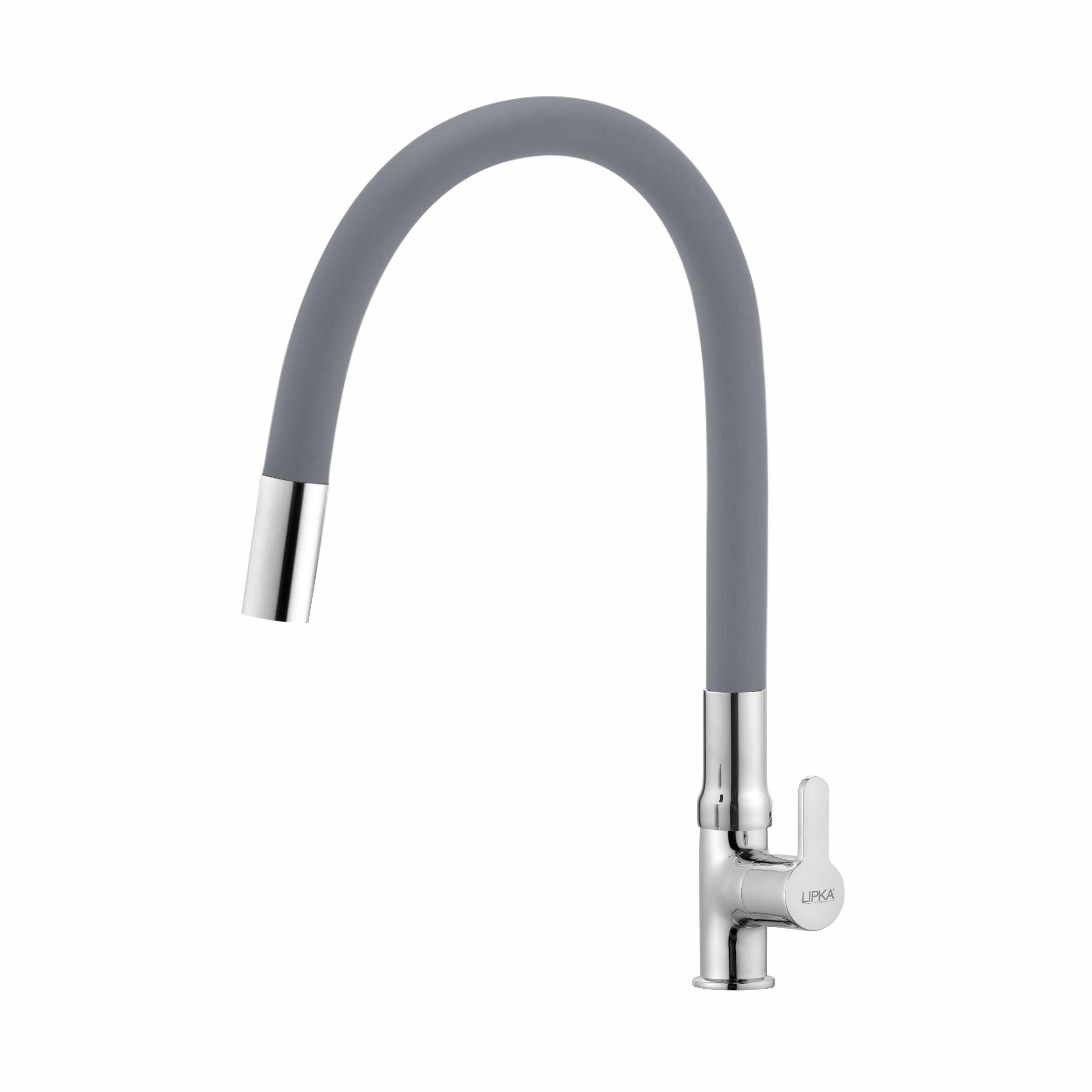 Fusion Swan Neck Brass Faucet with Flexible Silicone Spout (Grey) - LIPKA - Lipka Home