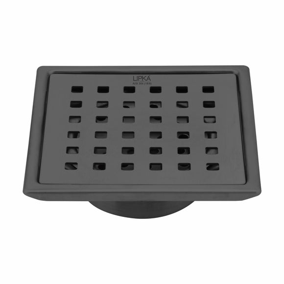 Red Exclusive Square Floor Drain in Black PVD Coating (6 x 6 Inches) with Cockroach Trap - LIPKA - Lipka Home