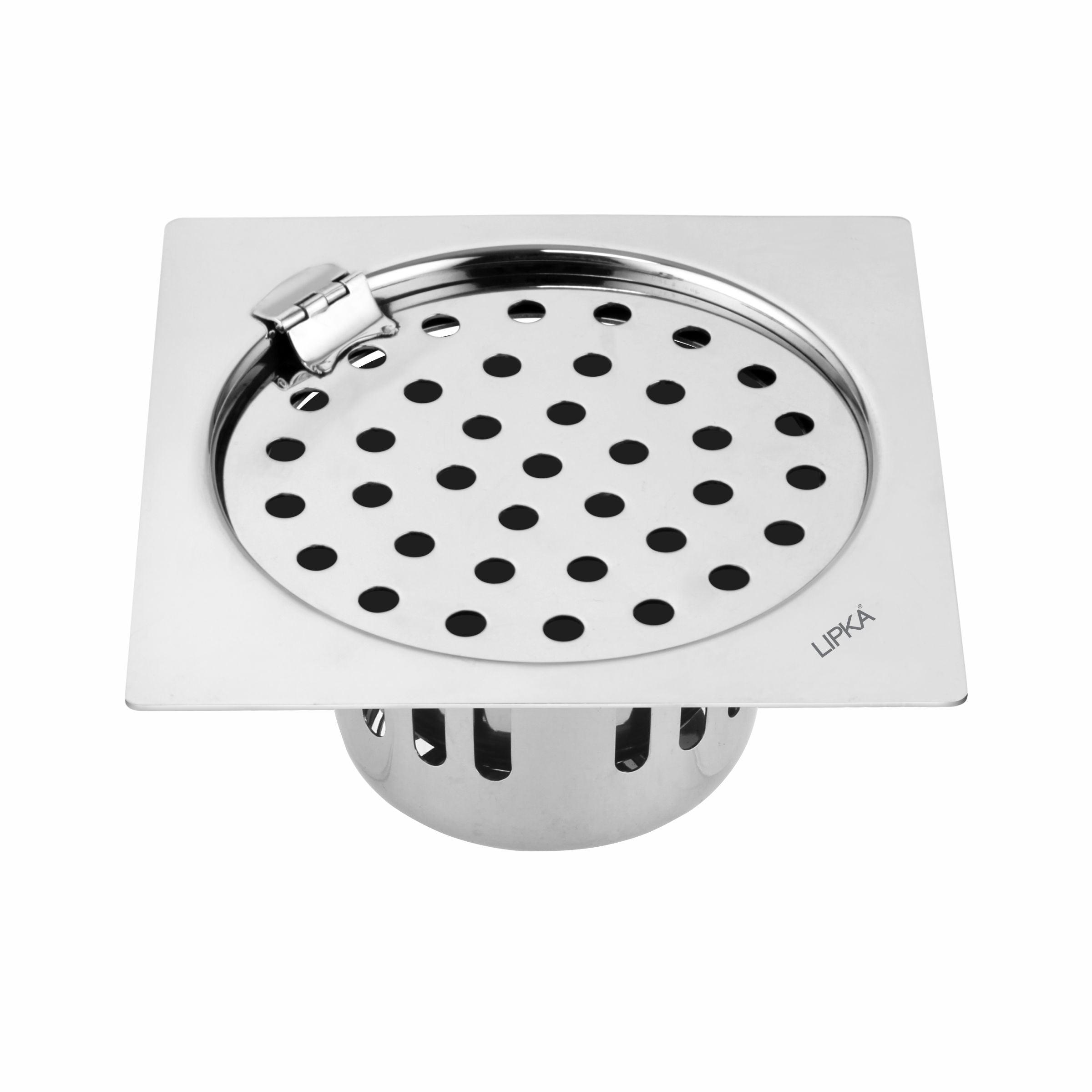 Square Flat Cut Floor Drain (6 x 6 Inches) with Hinge and Cockroach Trap - LIPKA - Lipka Home