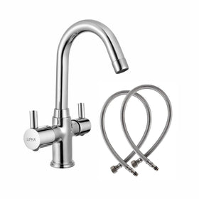 Kyron Centre Hole Basin Mixer Brass Faucet with Round Swivel Spout (12 Inches) - LIPKA - Lipka Home