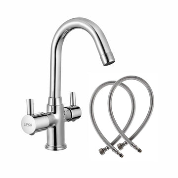 Kyron Centre Hole Basin Mixer Brass Faucet with Round Swivel Spout (12 Inches) - LIPKA - Lipka Home