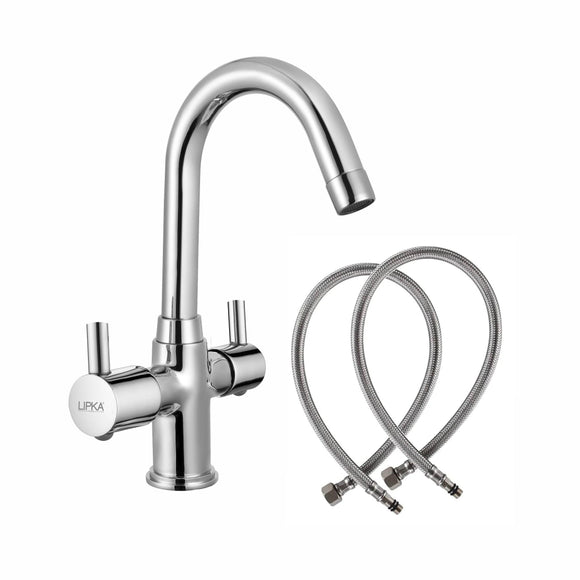 Kyron Centre Hole Basin Mixer Brass Faucet with Round Swivel Spout (12 Inches) - LIPKA - Lipka Home