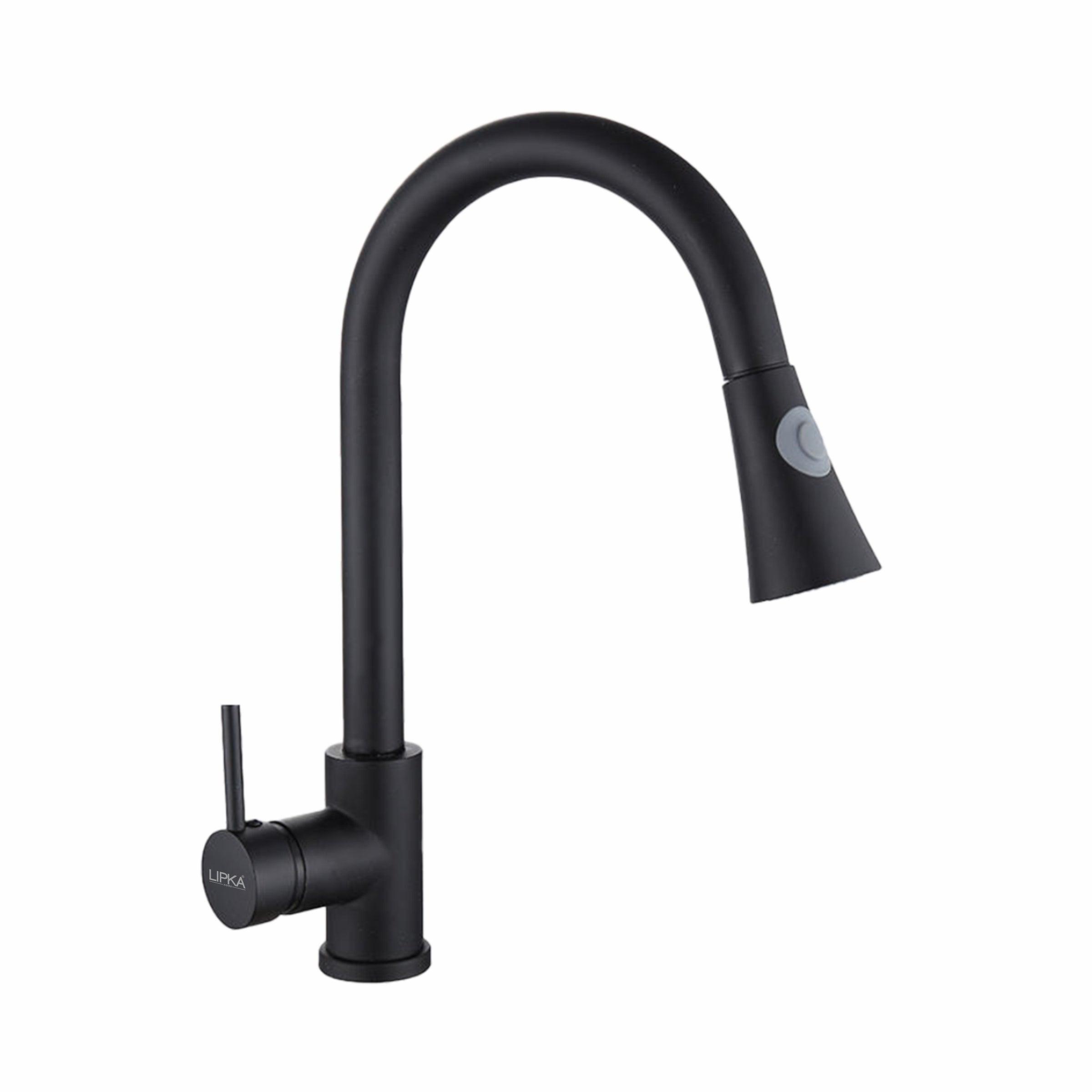 Kyron Single Lever 304-Grade Pull-out Mixer Faucet with Swivel Spout & Dual Flow (Black) - LIPKA - Lipka Home