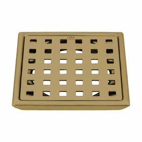 Red Exclusive Square Floor Drain in Yellow Gold PVD Coating (5 x 5 Inches) - LIPKA - Lipka Home