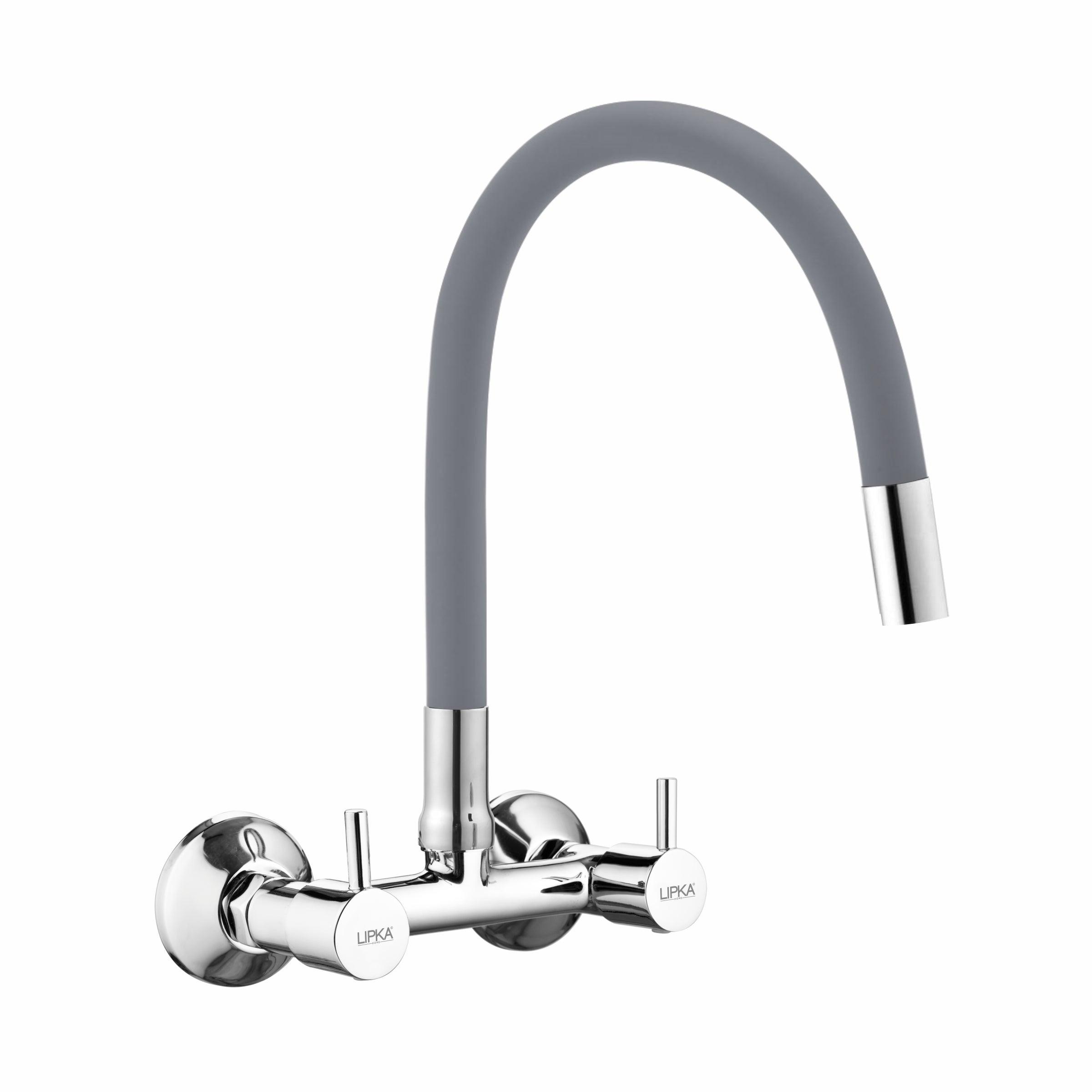 Kyron Sink Mixer Brass Faucet with Flexible Silicone Spout (Grey) - LIPKA - Lipka Home