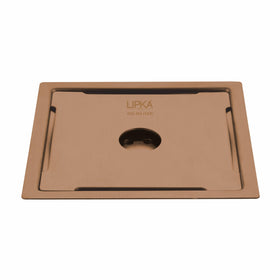 Yellow Exclusive Square Flat Cut Floor Drain in Antique Copper PVD Coating (6 x 6 Inches) with Hole - LIPKA - Lipka Home