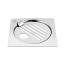 Eon Square Flat Cut Floor Drain with Golden Classic Jali, Hinge and Hole (5 x 5 Inches) - LIPKA - Lipka Home