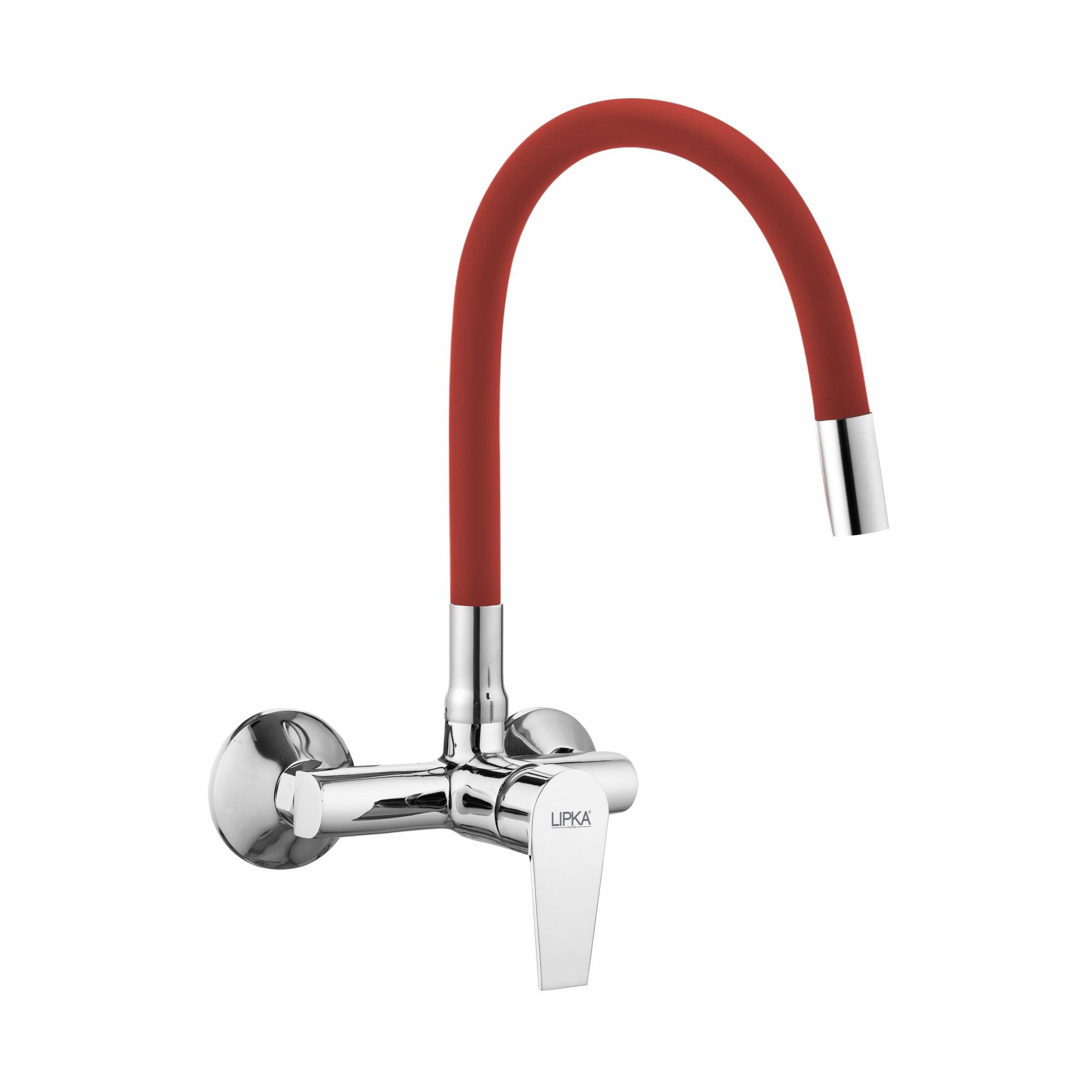 Victory Single Lever Sink Mixer with Red Flexible Silicone Spout (20 Inches) - LIPKA - Lipka Home