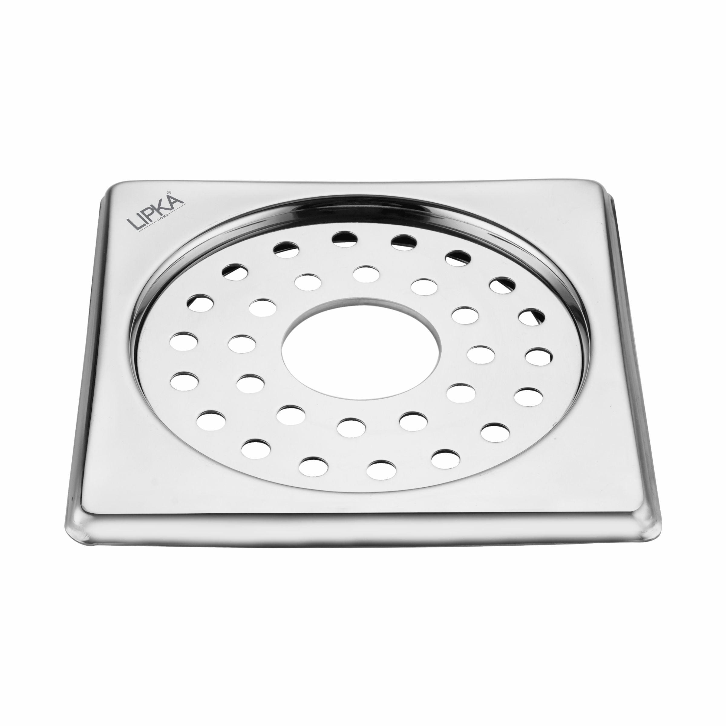 Eon Square Floor Drain with Plain Jali and Hole (6 x 6 Inches) - LIPKA - Lipka Home