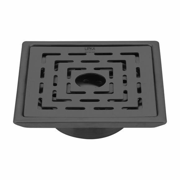 Orange Exclusive Square Floor Drain in Black PVD Coating (5 x 5 Inches) with Hole & Cockroach Trap - LIPKA - Lipka Home
