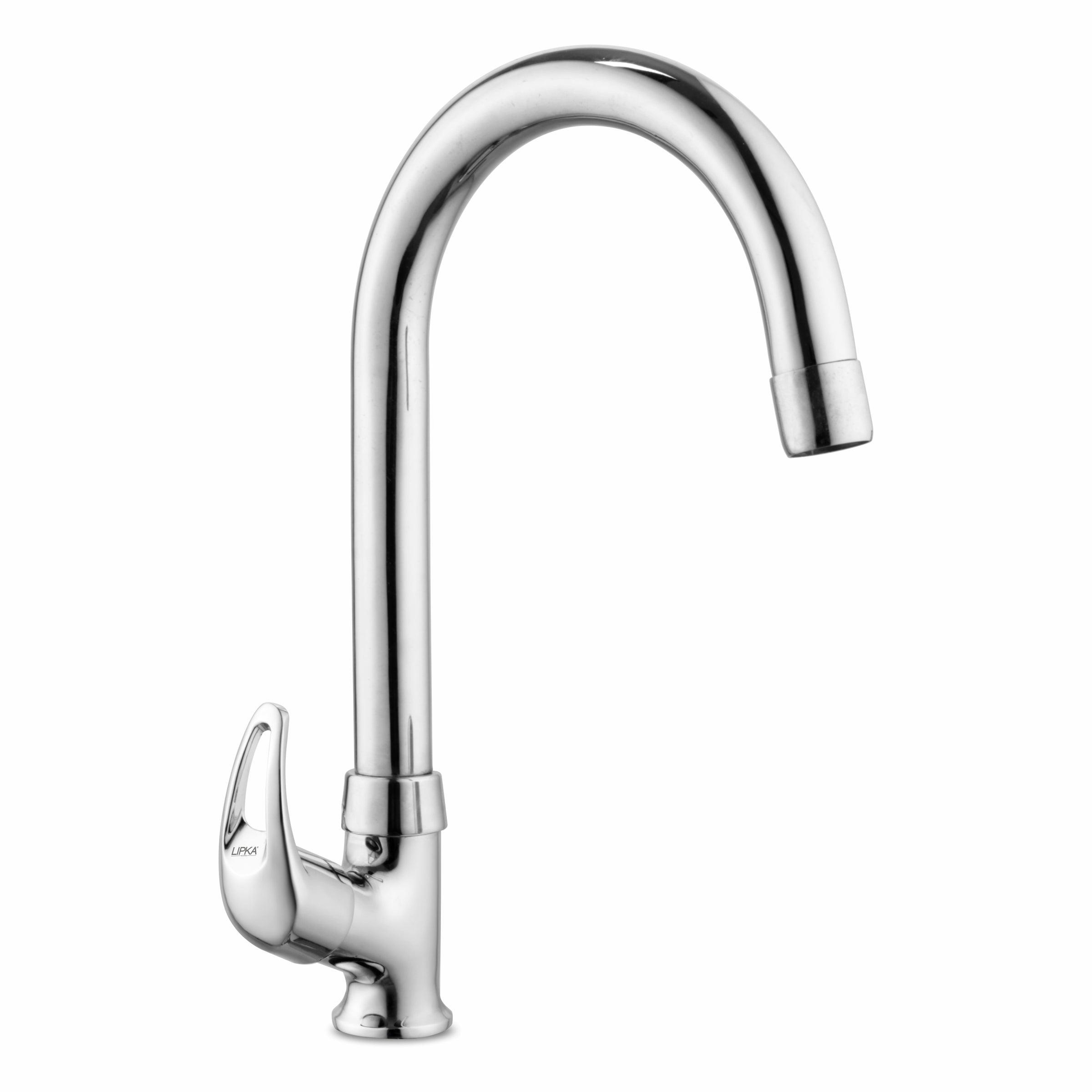 Pixel Swan Neck Brass Faucet with Round Swivel Spout (15 Inches) - LIPKA - Lipka Home